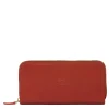 Ametista Women's zip around wallet in leather color red