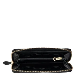 Ametista Women's zip around wallet in leather color black