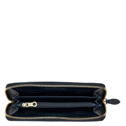 Ametista Women's zip around wallet in leather color blue
