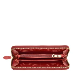 Ametista Women's zip around wallet in leather color red