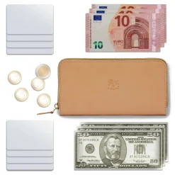 Ametista Women's zip around wallet in leather color natural