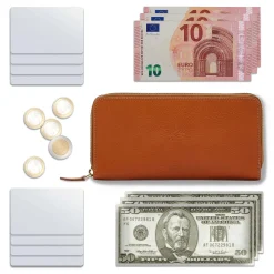 Ametista Women's zip around wallet in leather color caramel