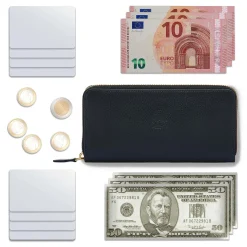 Ametista Women's zip around wallet in leather color blue