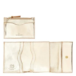 Anna Women's small wallet in metallic leather color metallic platinum