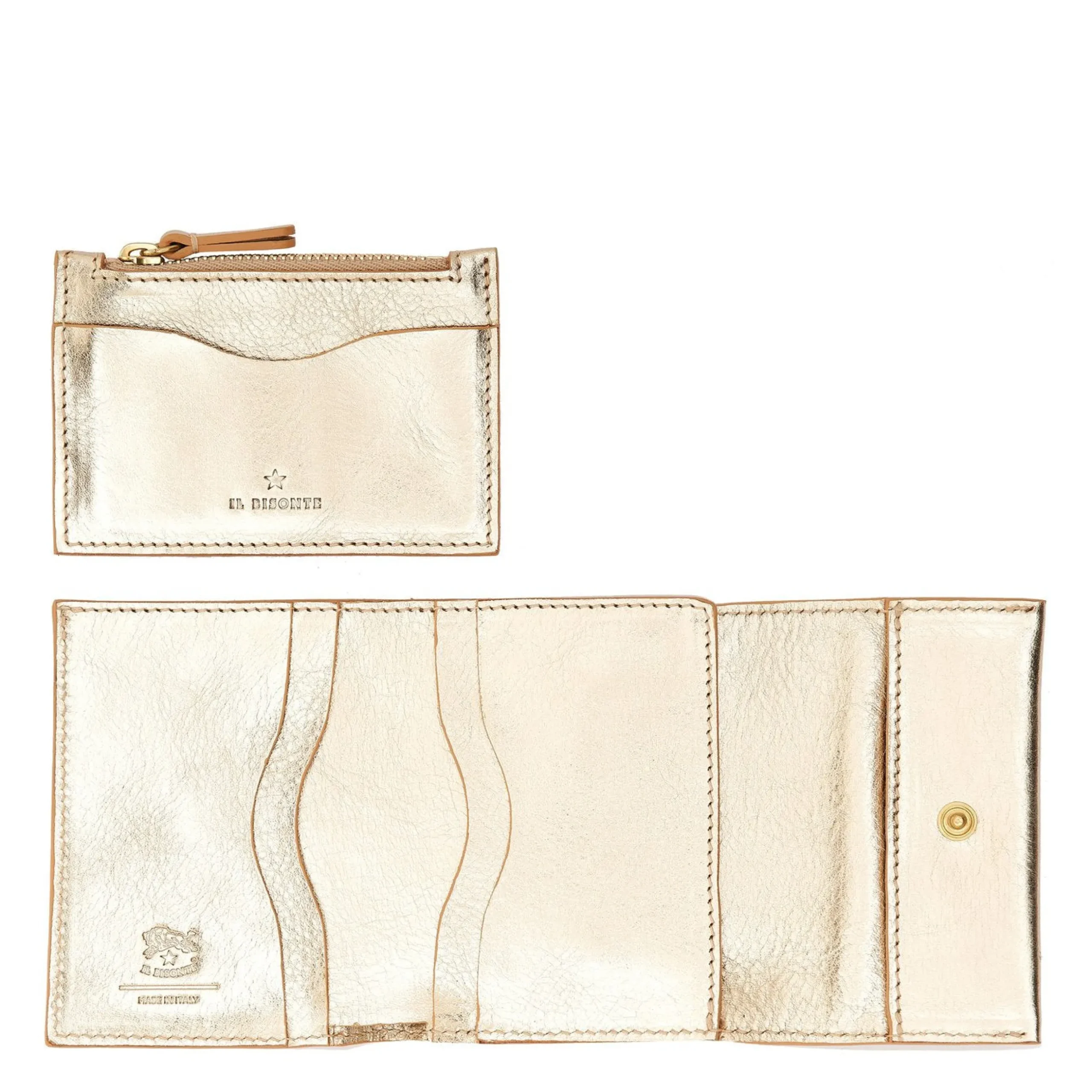 Anna Women's small wallet in metallic leather color metallic platinum