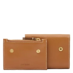 Anna Women's small wallet in leather color gianduia