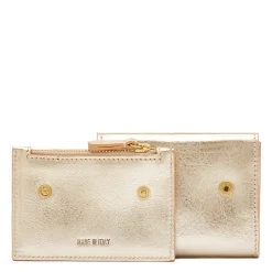 Anna Women's small wallet in metallic leather color metallic platinum