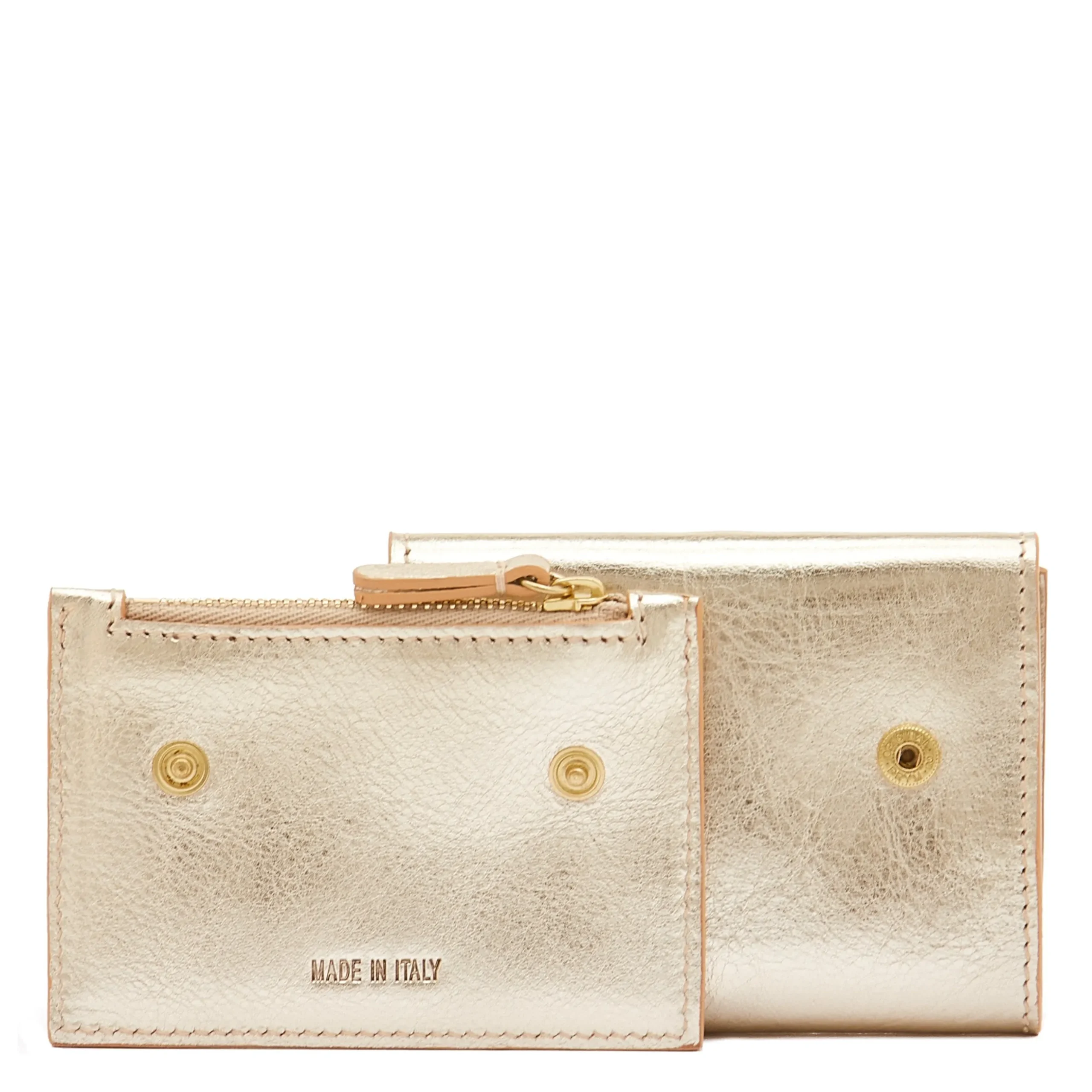 Anna Women's small wallet in metallic leather color metallic platinum