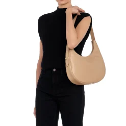 Belcanto Women's shoulder bag in leather color caffelatte