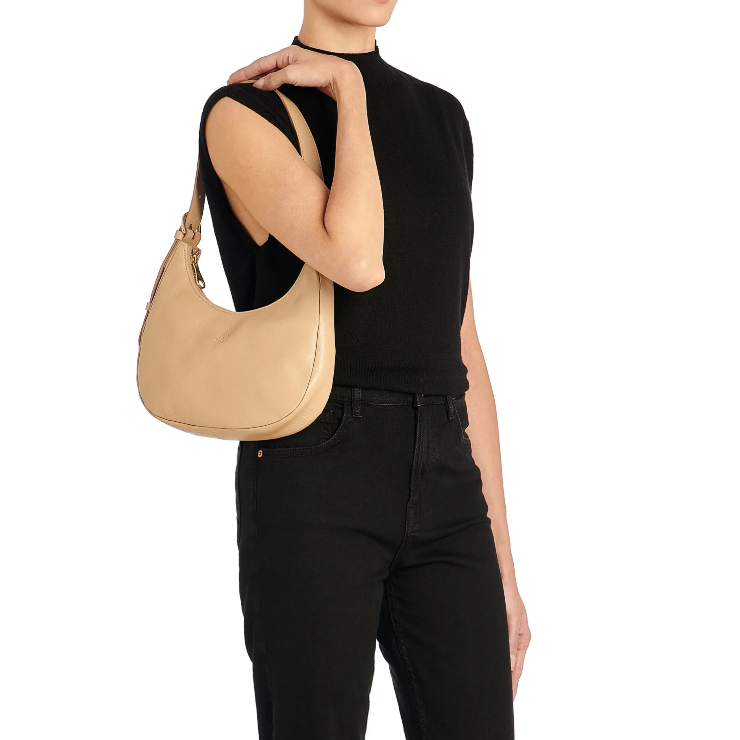 Belcanto Women's shoulder bag in leather color caffelatte