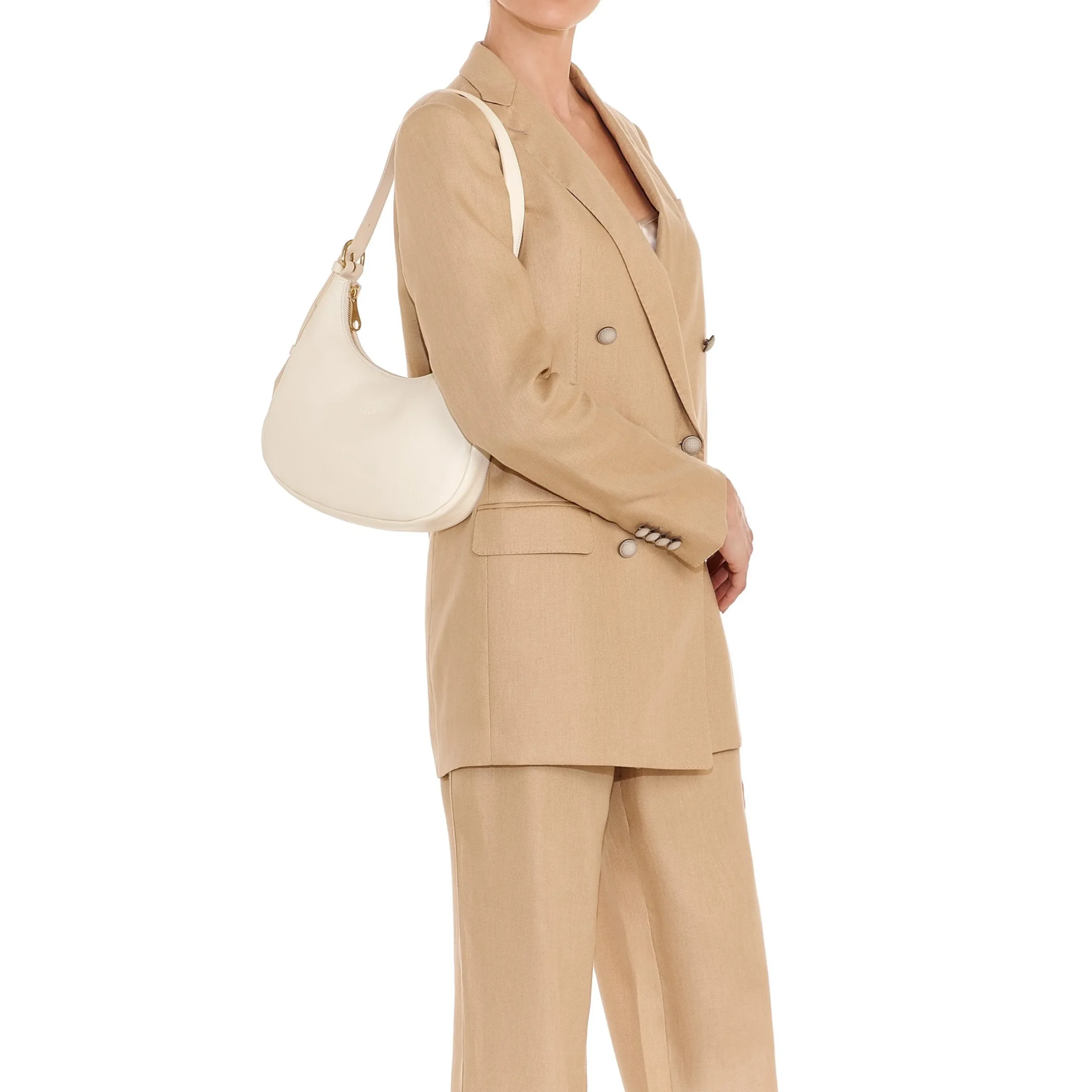 Belcanto Women's shoulder bag in leather color milk
