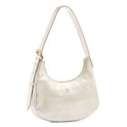 Belcanto Women's shoulder bag in metallic leather color metallic silver