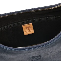 Belcanto Women's shoulder bag in leather color blue