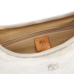 Belcanto Women's shoulder bag in metallic leather color metallic silver
