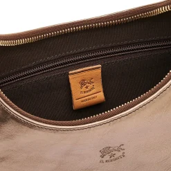 Belcanto Women's shoulder bag in metallic leather color metallic bronze