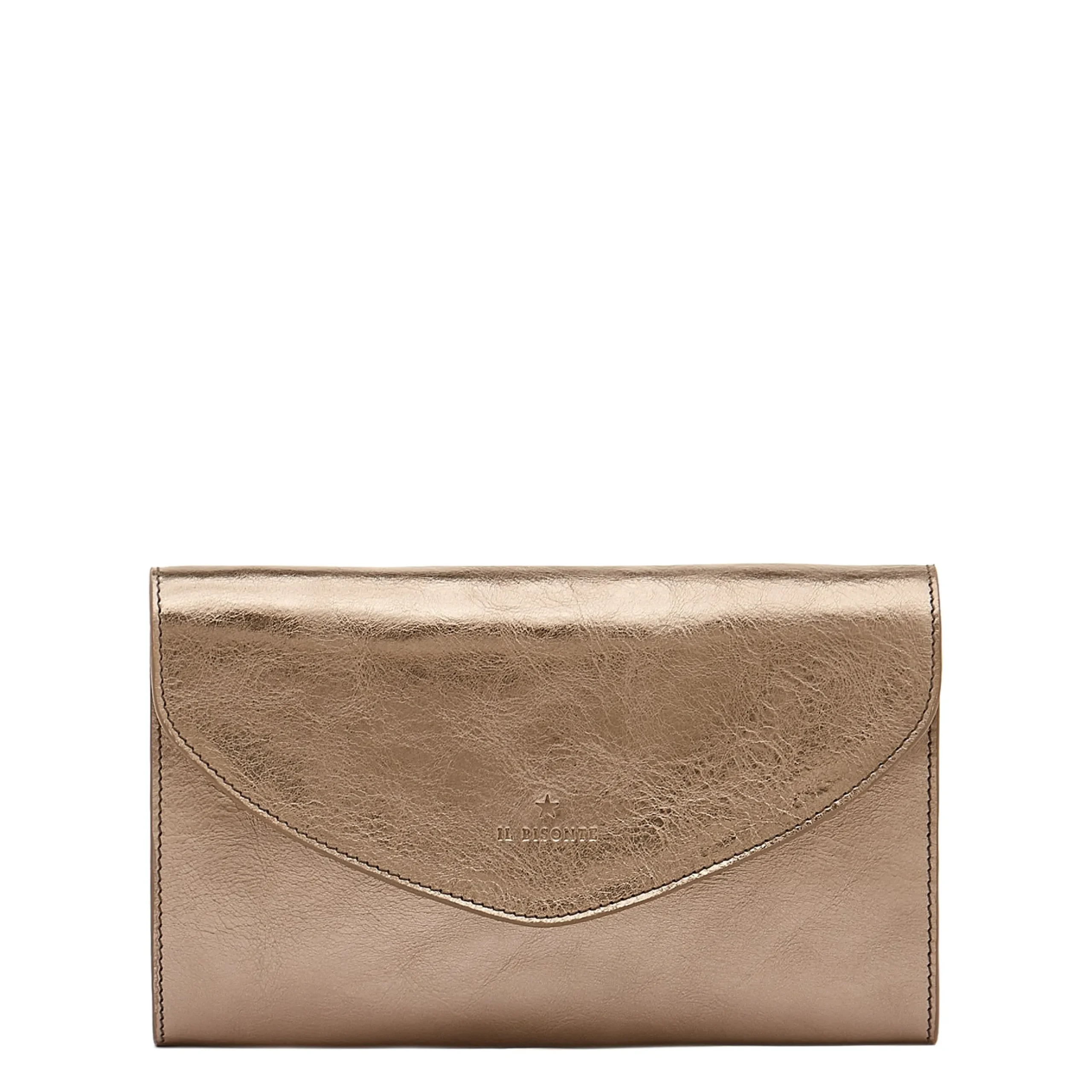 Bigallo Women's clutch bag in metallic leather color metallic bronze
