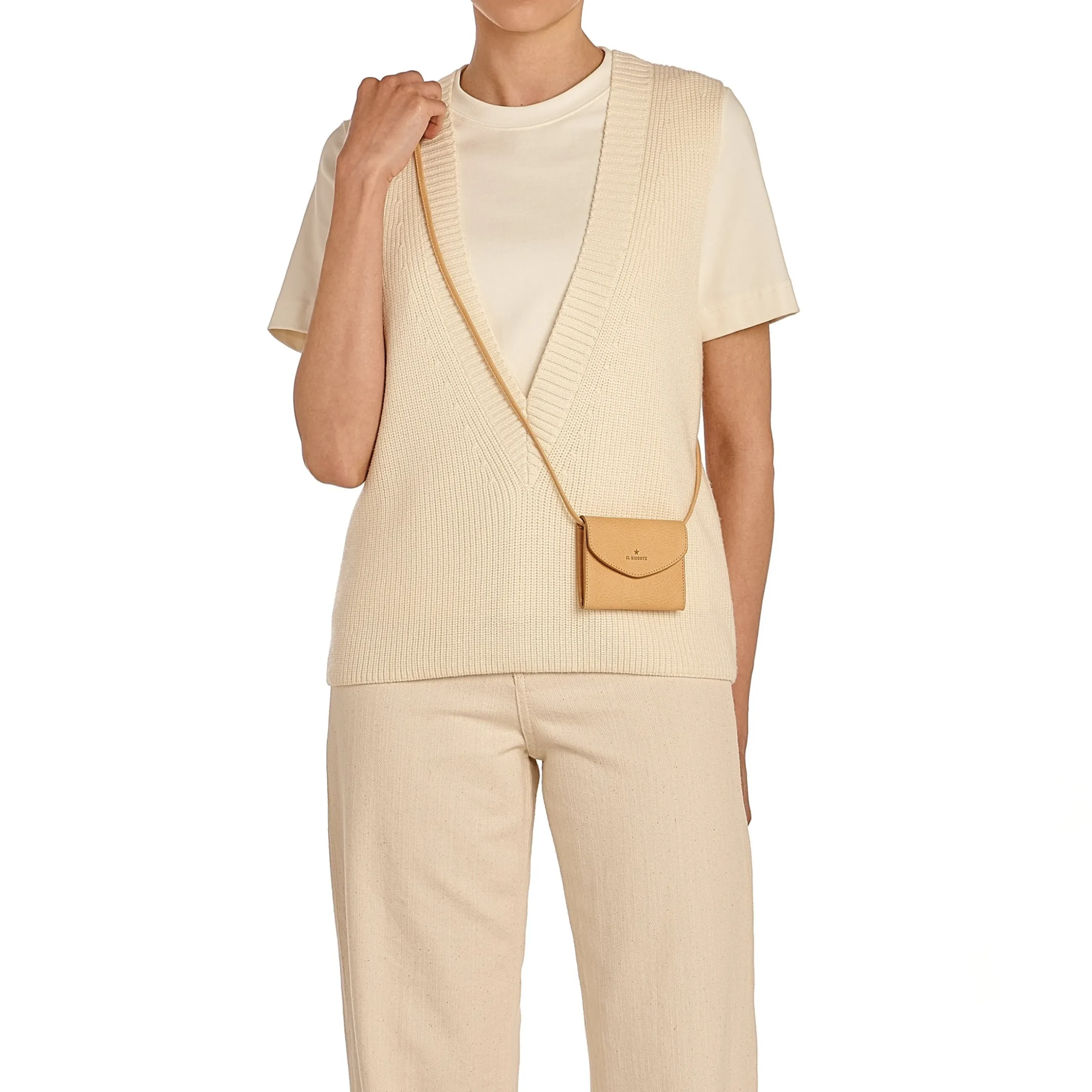 Bigallo Women's card case in leather color natural
