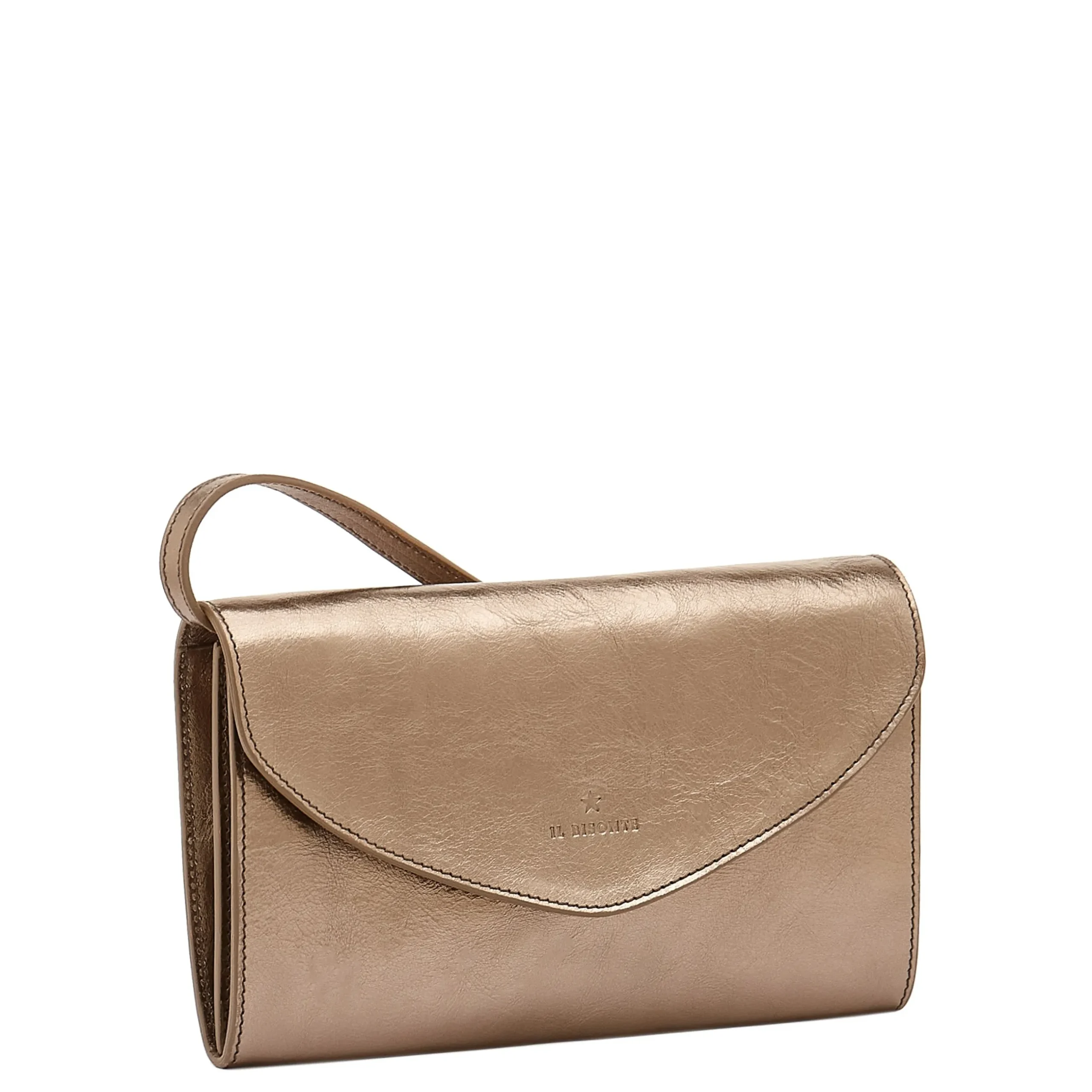 Bigallo Women's clutch bag in metallic leather color metallic bronze