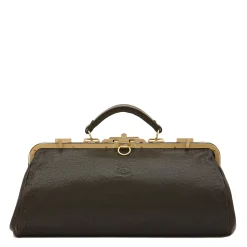 Briefcase in vintage leather color black