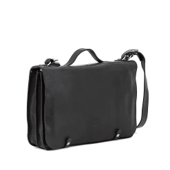 Briefcase in vintage leather color black