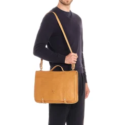 Briefcase in vintage leather color natural