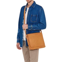 Brolio Men's messenger in vintage leather color natural