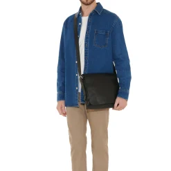 Brolio Men's messenger in vintage leather color black