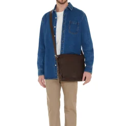 Brolio Men's messenger in vintage leather color coffee