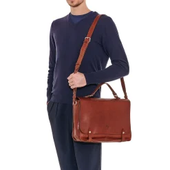 Brolio Men's briefcase in vintage leather color sepia