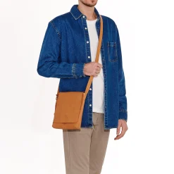 Brolio Men's crossbody bag in vintage leather color natural