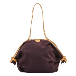 Caramella Women's shoulder bag in fabric color blue/natural