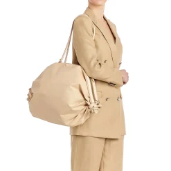 Caramella Women's shoulder bag in fabric color natural