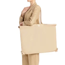 Caramella Women's shoulder bag in fabric color natural