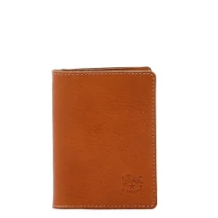 Card case in leather color caramel