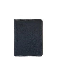 Card case in leather color blue