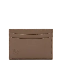 Card case in leather color light grey