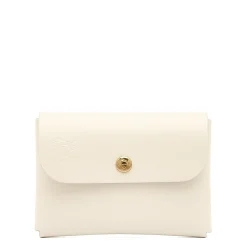 Card case in leather color milk