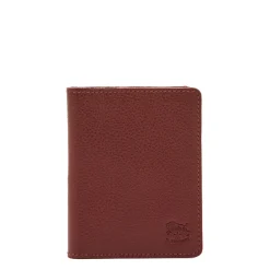 Card case in leather color black cherry