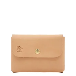Card case in leather color natural