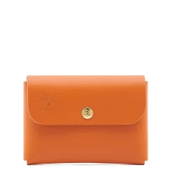 Card case in leather color orange