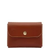 Card case in leather color sepia