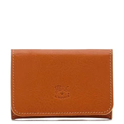 Card case in leather color caramel