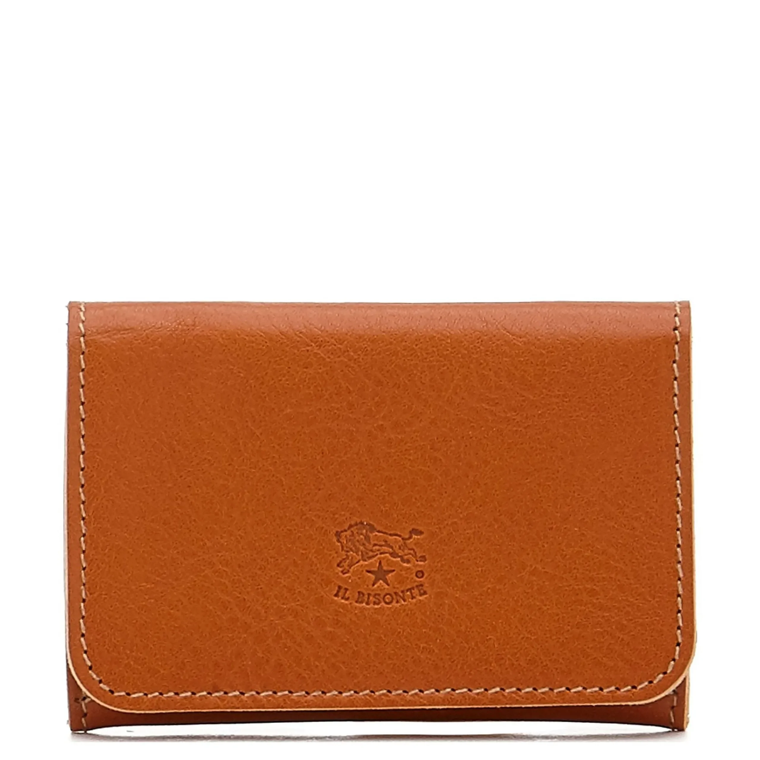 Card case in leather color caramel
