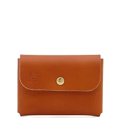 Card case in leather color caramel