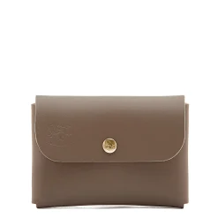 Card case in leather color light grey