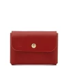 Card case in leather color ruby red