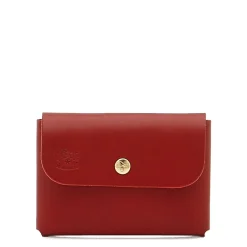 Card case in leather color ruby red
