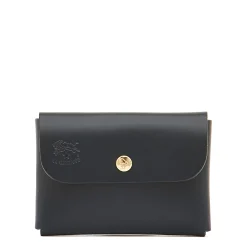 Card case in leather color blue