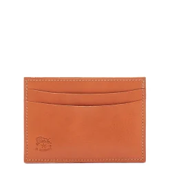 Card case in leather color caramel