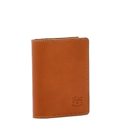 Card case in leather color caramel